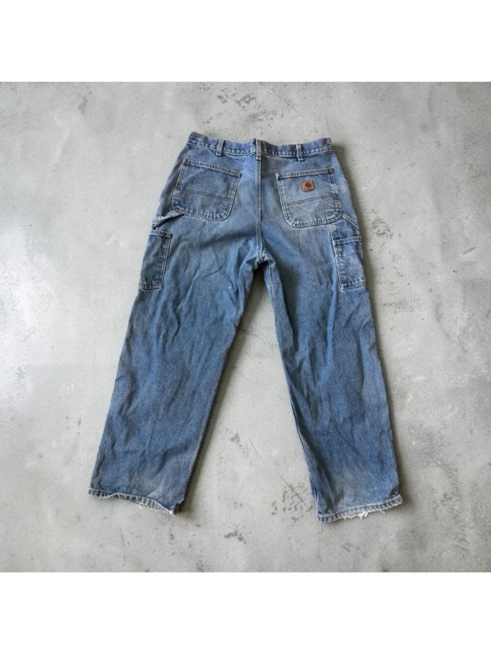 Vintage Carhartt B73 DST Denim Double Knee Pants Men 36x30 Cargo Carpenter Baggy